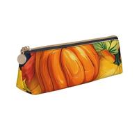 Pumpkin Autumn Blessings Print Triangular Pencil Case Stationery Organizer Pouch Daily Travel Office Accessory