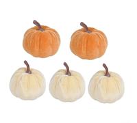 Pumpkin Autumn Decorations, 5 Set Decorative Velvet Mini Small Outdoor Foam Plastic Fake Faux Artificial Pumpkins For Thanksgiving Home Decor(2-5)