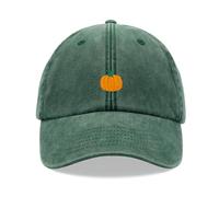 Pumpkin Baseball Cap Vintage Washed Unisex Dad Hat Adjustable Bottle Green