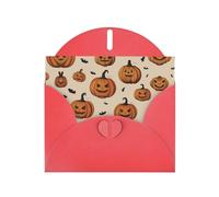 Pumpkin Bat patterns Red Pearlescent Paper Holiday Cards 6x4 Inches - With Envelopes for Birthdays, Weddings, and Condolences