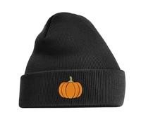 Pumpkin Beanie Hat for Kids - Cosy Autumn & Halloween Knit Hat, Embroidered Pumpkin Design, Warm Unisex Slouchy Beanie, Ideal for Bonfire Night & UK Fall Fashion (UK, Alpha, One Size, Navy)