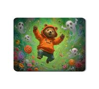 Pumpkin Bear Dish Drying Mats For Kitchen, Fun Green Ghosts Absorbent Rubber Dish Rack Mat, Halloween PU Leather Drying Pad For Coffee Bar 18x24 Inch