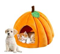 Pumpkin Bed for Dog Pet Plush Cave Nest with Removable Cushion
