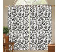 Pumpkin Blackout Curtains, Farmhouse Rustic Tomatoes Eggplant Fall Black Wrinkle Free Grommet Curtains for Apartment Living Room Bedroom 52x54 Inch