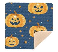 Pumpkin Blue and Yellow Cute Foldable Baby Gym & Activity Mat for Floor Waterproof Padded Play Mat for Babies Infants Toddlers, 50'' x 50''