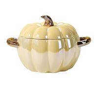 Pumpkin Bowl with Lid, 1.8L Cute Pumpkin Ceramic Bowl with Dual Handdle, Easy Clean Decorative Pots for Halloween Thanksgiving|Multipots Pasta Pots