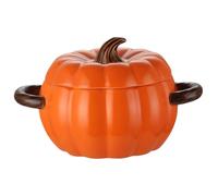Pumpkin Bowl with Lid & Handle 1500ml Ceramic Pumpkin Soup Bowl Glazed Non-Slip Microwave & Dishwasher Safe Pot for Home, Fall, Thanksgiving, Halloween ..