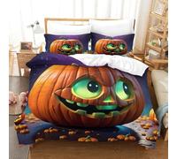 Pumpkin Boy Duvet Cover Set 3D Printed Art Quilt Cover with 2 Pillow Cases Bedding Set Hypoallergenic with Zipper Closure 3 Pcs for Boys Girls Kids Youth Teens Single（140x200cm）