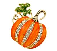 Pumpkin Brooch Glittering Rhinestones for Holiday Accessories | Secure Clasp, Lightweight Alloy Jewelry with Closure, Everyday Wear Special Occasions