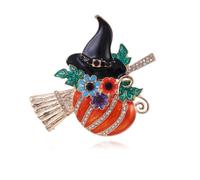 Pumpkin Brooch Pin for Women Halloween Fashion Enamel Crystal Leaf Pumpkin Brooches Dress Accessories Halloween Party Jewelry, M, Metal, cubic zirconia