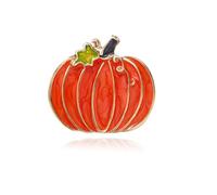 Pumpkin Brooch Pin for Women Halloween Fashion Enamel Crystal Leaf Pumpkin Brooches Dress Accessories Halloween Party Jewelry, M, Metal, cubic zirconia
