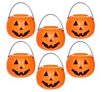 Pumpkin Bucket | 6 Pieces Halloween Ghost Pumpkin Snack Pails Holder - Decorative Storage Jars for Kids Events Gathering Nighttime Neighborhood School Daycare Centers Fall