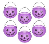 Pumpkin Bucket | 6 Pieces Halloween Ghost Pumpkin Snack Pails Holder - Decorative Storage Jars for Kids Events Gathering Nighttime Neighborhood School Daycare Centers Fall
