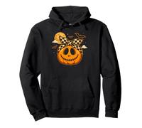 Pumpkin Buffalo Plaid Bow Spooky Halloween Cute Grandma Pullover Hoodie