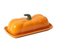 Pumpkin Butter Dish with Lid - Halloween Kitchen Countertop Butter Keeper for 1 Stick, Cute Autumn & Thanksgiving Serveware Container, Microwave & Dishwasher Safe (Orange)