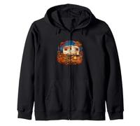 Pumpkin Camper Evening Fall Camping Art Zip Hoodie