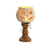 Pumpkin Candle Holder - Distressed White Halloween Table Decor
