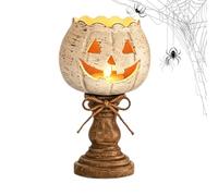 Pumpkin Candle Holder - Distressed White Halloween Table Decor