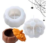 Pumpkin Candle Jar Mold Non-Stick 3D Silicone Pumpkin Mould with Lid | Autumn Cement Storage Case Mold for Thanksgiving Day Harvest Festival Pen Holder Crafts