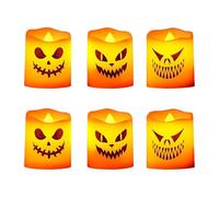 Pumpkin Candle Lights,Thanksgiving Pumpkin LED Flameless Candles - Home Holiday Decoration, Horror Halloween Light for Festival Escape Room Garden Paths