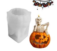 Pumpkin Candle Mold - Skull Shaped Halloween Candle Molds - Silicone Soap Maker Handmade Aromatherapy Mould for Biscuits Fondant Candy Cake Gummy Cupcake Spooky Desktop Decor