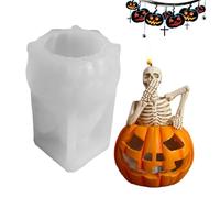 Pumpkin Candle, Skull in Pumpkin Silicone, 3.58 x 2.6 Inches, Resin Aromatherapy Soap Maker, Non-Stick Mold for Handmade Chocolate Fondant Gummy Cupcake Biscuits Decoration