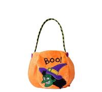 Pumpkin Candy Bag Trick or Treat Bags Felt Bags with Handle for Kids Halloween Costume Party, Orange, 13*18cm