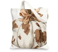 Pumpkin Canvas Tote Bags Rustic Autumn Design Reusable Vintage Lightweight Washable Shoulder Strap B, white, 13x15 Inch