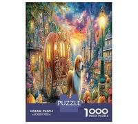 Pumpkin Carriage 1000 Piece Carriage with Dog in Town Jigsaw Puzzles for Puzzles 1000 Pieces Jigsaw for Adults for Adult Challenging Puzzles for Adults Gifts for Men, 52x38cm/1000pcs