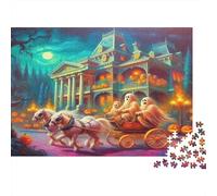 Pumpkin Carriage 1000 Piece Jigsaw Puzzle for Adults Haunted House Night View Puzzle Game for Family Relaxation Home Decor Gift 38x26cm/1000pcs