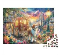 Pumpkin Carriage 1000 Pieces Jigsaw Puzzles Family Seniors Adults Pumpkin Carriage & Dog Group Activity Mental Stimulation Eco-Friendly Premium Quality Home Decoration Game 70x50cm/1000pcs