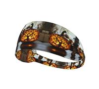 Pumpkin Carving lamp Printed Sports Headbands Wicking Hair Headwraps, Non-Slip Workout Headbands for Gym, Running, Yoga, Tennis