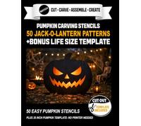 Pumpkin Carving Stencils: 50 Easy Jack-O’-Lantern Designs + Bonus Life-Size Template: 50 Easy Pumpkin Carving Stencils for Beginners + Bonus 35” ... Template (Halloween Yard Art Template Series)