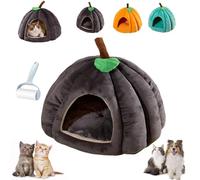 Pumpkin Cat Bed, Cute Halloween Pumpkin Shape Cat Cave Beds Cats Tent with Removable Cushion, Warm Cave Nest Sleeping Bed Puppy House for Small Dogs & Cats (Gray,Large)