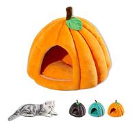 Pumpkin Cat Bed, Cute Pumpkin Shape Cat Cave,Cute Halloween Pet Bed With Removable Cushion for Indoor Cats Small Dogs (Orange,L(22 * 22 * 17 in))