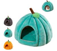 Pumpkin Cat Bed, Cute Pumpkin Shape Cats Cave Bed Cat Tent with Removable Cushion, Soft Washable Warm Halloween Cats Deds, for Kitten and Puppy (Blue, M)