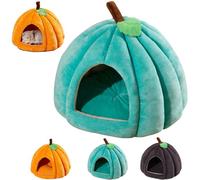 Pumpkin Cat Bed, Halloween Cat Bed, Cute Pumpkin Shape with Removable Cushion, Small Pet Tent, Ideal for Indoor Cats and Small Dogs (Blue,L:22 * 22 * 17In)