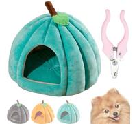 Pumpkin Cat Bed, Halloween Cat Bed with Removable Cushion Pillow, Cute Cat‘s Beds Cave, Cat House Tent Semi-Enclosed Pet Kennel for Indoor Small Medium Cats Dogs (Blue, M)
