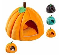 Pumpkin Cat Bed - Halloween Pumpkin Shaped Cat Cave Tent with Removable Cushion, Warm Cozy Pet Bed for Indoor Cats, Kittens & Small Dogs (Orange,M:17.7 * 17.7 * 15.7 in)