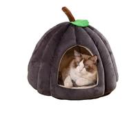 Pumpkin Cat Bed, Pumpkin Cat Cave, Halloween Cat Bed, Cat Beds for Indoor Cats, Cute Pumpkin Shaped Cat Tent with Removable Cushion, Semi-Enclosed Pet Kennel for Kitten Cats Small Dogs (Dark gray, M)