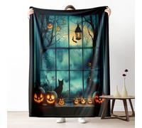 Pumpkin Cat Blanket 30x40 Inch, Spooky Halloween Fleece Throw Blanket for Couch Bed, Horror Holiday Decor Soft Blankets Cozy Lightweight Flannel Small Blankets Warm for All Season