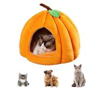 Pumpkin Cat Cave Bed for Indoor Cats - Cute Halloween Pet House with Soft Cushion & Non-Slip Bottom, Warm Cozy Sleeping Nest for Kittens, Puppies & Small Pets (Orange,L: 56×56×43CM)