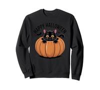 Pumpkin Cat Shirt Cute Halloween Kitty and Bats Sweatshirt