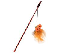 Pumpkin Cat Teasing Toy | Wooden Fun Pumpkin hallowen Cat Toy | hallowen Ghost Playing Stick for Kittens & Adult Cats, Interactive Exercise Toy with Feathers for Indoor Pets