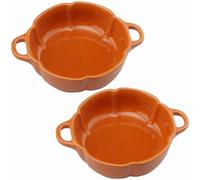 Pumpkin Ceramic Baking Dish Set Of 2 with Handles Oven To Table Ideal for Lasagne/Pie/Casserole/Tapas (5x 14x 19cm/8.5inch) Pumpkin