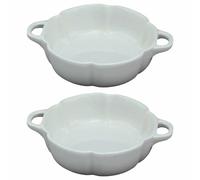 Pumpkin Ceramic Baking Dish Set Of 2 with Handles Oven To Table Ideal for Lasagne/Pie/Casserole/Tapas (5x 14x 19cm/8.5inch) White