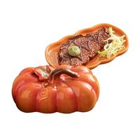 Pumpkin Ceramic Baking Dishes with Lid, Oven to Table Ideal for Lasagne/Pie/Casserole/Tapas, Halloween Thankgiving Fall Autumn Table Pumpkin Decorations (18.3x10x10.5cm)