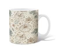 Pumpkin Ceramic Coffee Mug, Fall Rustic Flower Leaf Fall Cream Novelty Office Drinking Cup with Handle Gift for Friendship Family Colleague Staff Sweetheart Teachers 15 Oz