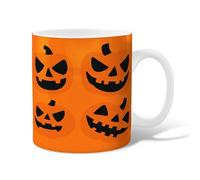 Pumpkin Ceramic Coffee Mug, Halloween Festive Jack-O'-Lantern Face Halloween Orange Novelty Work Drinking Mugs with Handle Gift for Friends Family Lovers Eldership Senior Co-Worker 11 Oz
