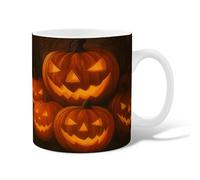 Pumpkin Ceramic Coffee Mug, Halloween Festive Jack-O'-Lantern Smiling Face Halloween Orange Novelty Work Drinking Mugs with Handle Gift for Friends Family Coworkers Teachers Couples Employees 11 Oz
